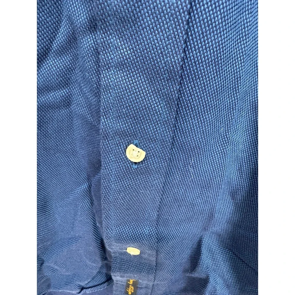 Tommy Hilfiger Button Down Shirt Mens XXL Blue Cotton Lion Crest Logo Casual‎